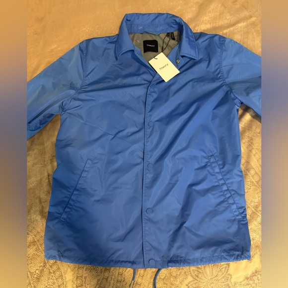 Theory Classic Cosch Jl Blue Sleek Nylon Jacket Sz L - Picture 3 of 9